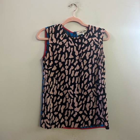 Diane von furstenburg leopard printed silk blouse XS - Picture 1 of 4